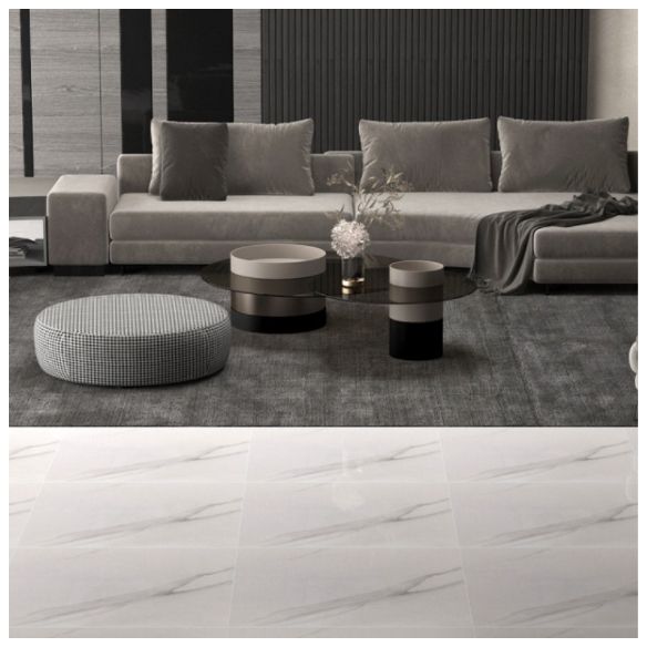 Square Glazed Floor Tile Straight Edge Polished Design Floor Tile