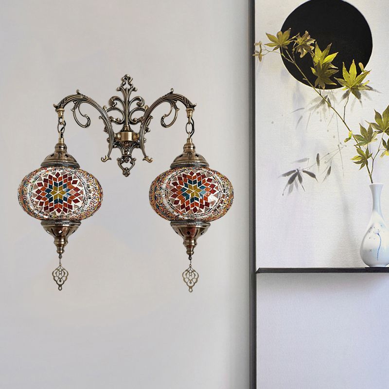 Turkse bol SCONCE LIMMUTE 2 BLIMBEN Handgebroken glazen wandmontage verlichting in wit/rood/roze