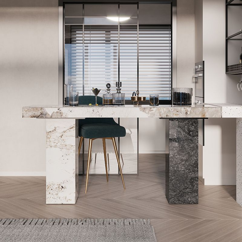 Modern Pub Dining Set 1/2/3/4/5 Pieces Stone Top Rectangle Indoor Counter Height Pub Set