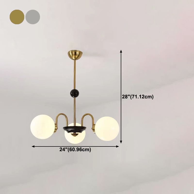 Spherical Shape Chandelier Light Modern Style Glass Multi Light Hanging Lamp for Kitchen