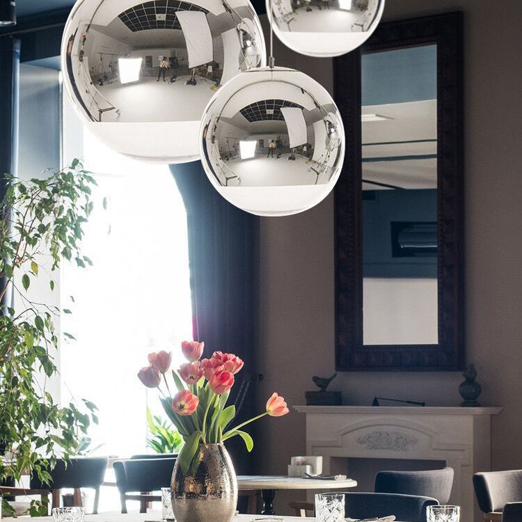 1 Light Glass Pendant Ceiling Lights Modern Spherical Hanging Ceiling Lights for Dining Room