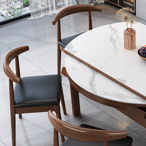 Minimalist Extendable Round Shape Table Standard Sintered Stone Dining Table for Kitchen