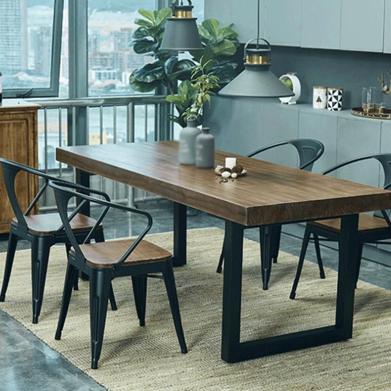 Industrial Style Wood Top Dining Table Metal Sled Base Dining Table without Chair