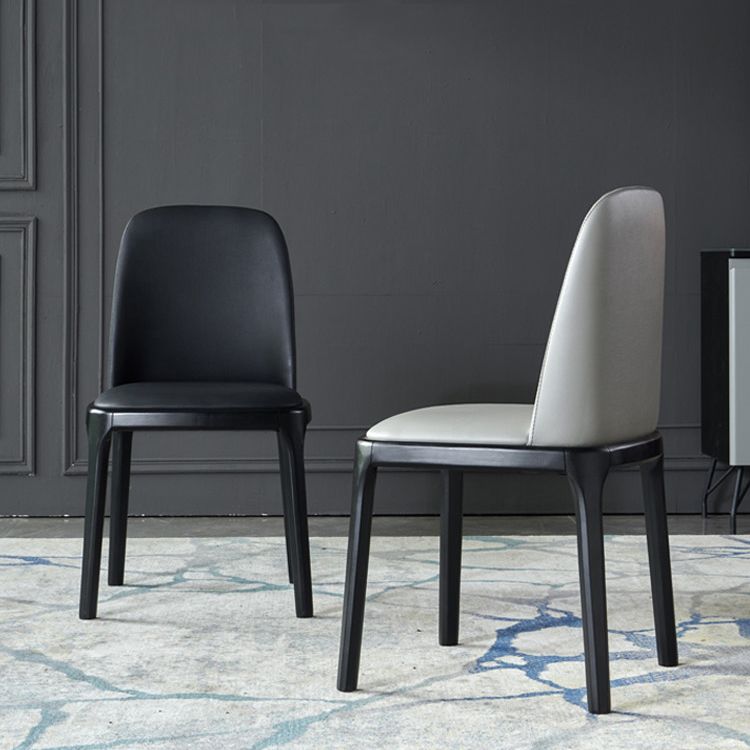 Faux Leather Industrial Dining Room Chair Matte Finish Solid Back Dining Chair