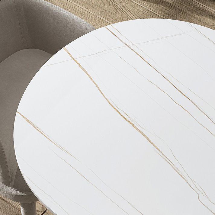 Mesa de comedor blanca contemporánea de metal mesa de piedra sinterizada para comedor