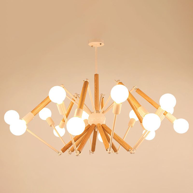 Modern Starburst Suspended Lighting Fixture Wood Pendant Lighting Fixtures for Restaurant