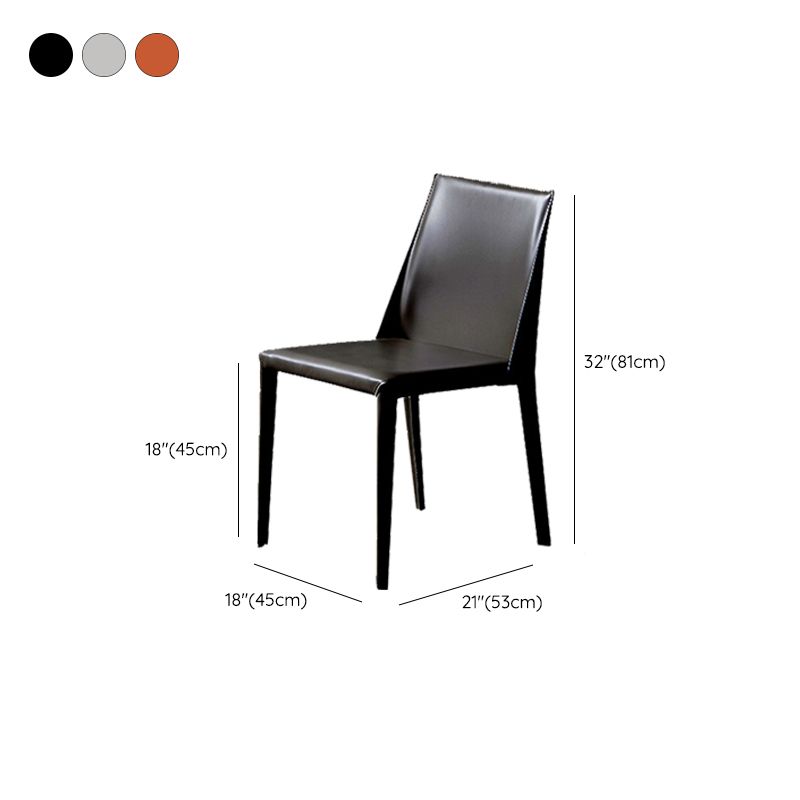 Contemporary Leather Dining Chairs Armless Side Chairs with Metal Legs for Kitchen