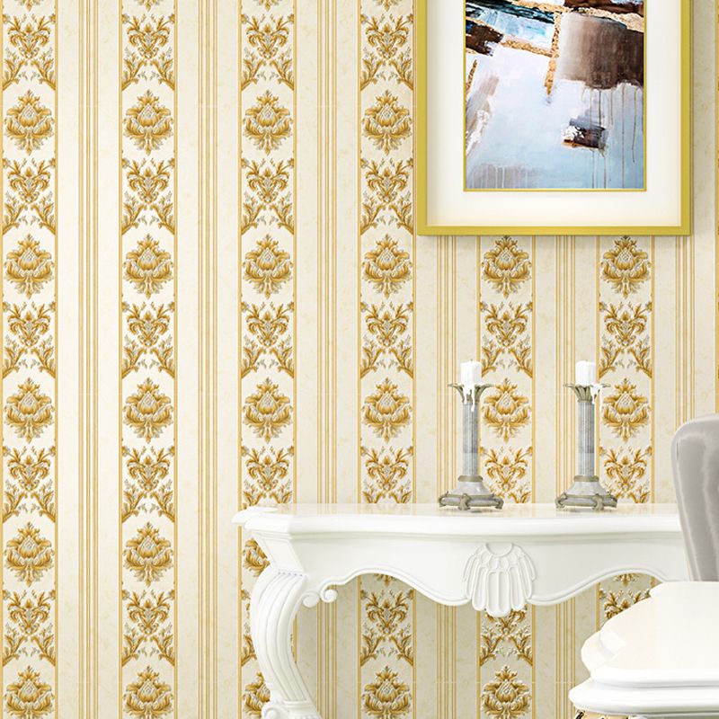 Victorian Damask Striped Wallpaper Soft-Color Waterproof Wall Decor for Living Room