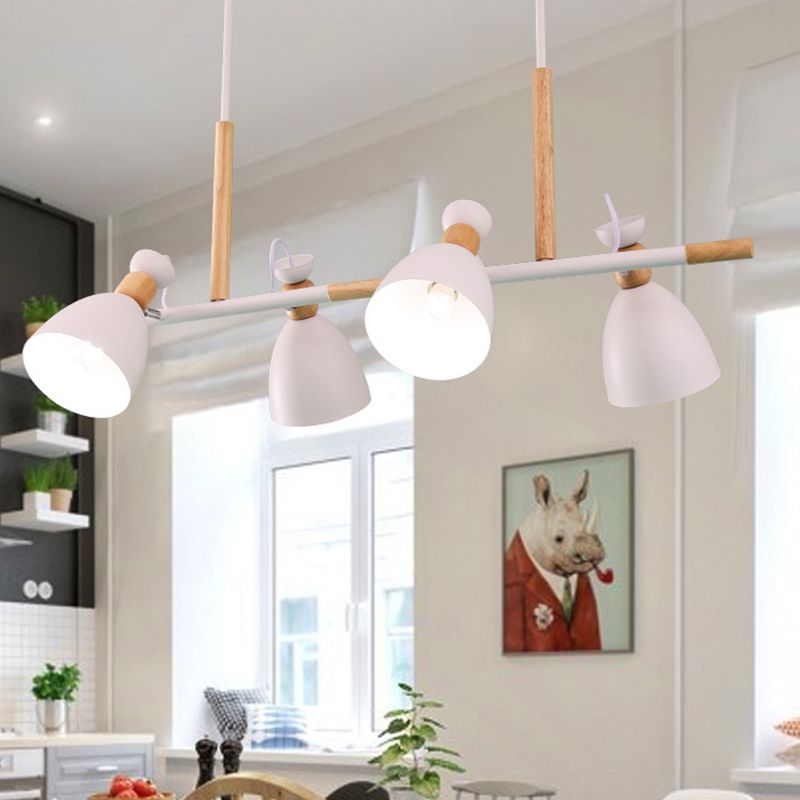 Adjustable Bell Metal Island Lighting Nordic 4 Lights Ceiling Hang Light for Dining Room