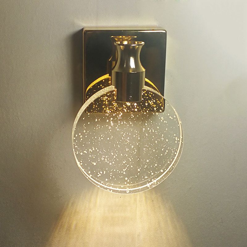Crystal Round Vanity Wall Sconce Modern Style 1 Light Vanity Lighting Fixtures
