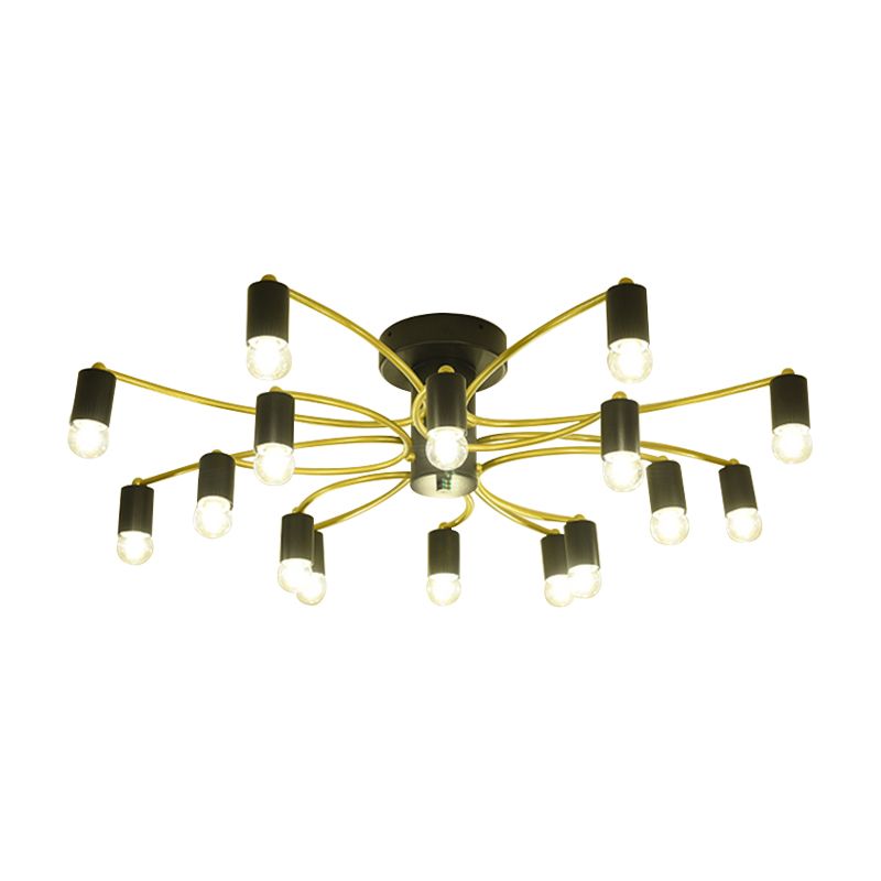 Sala de estar Sputnik semiincrustada Metal moderno 12 / 16 luces de oro / negro semiincrustada lámpara de techo