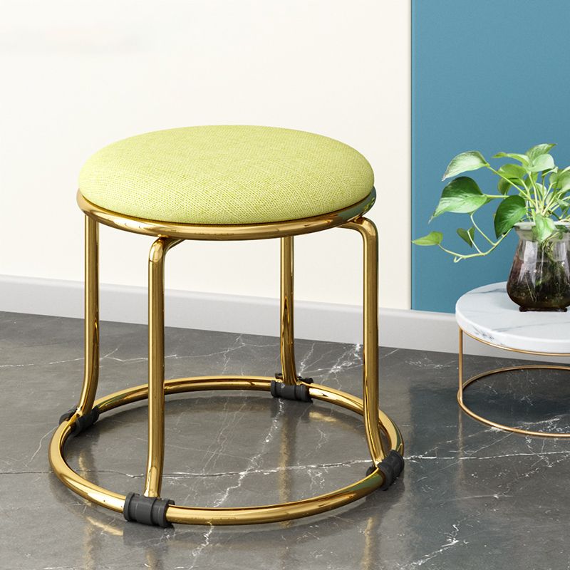 Scratch Resistant Round Standard Solid Color Cotton Ottoman for Living Room