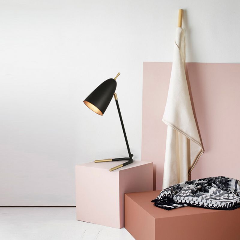 Modern Style Cone Night Table Lamp Metal 1 Light Nightstand Lamp