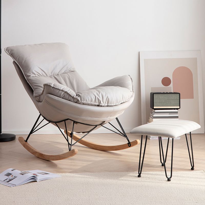 Rocking Chair Fabric Houndstooth Scratch Resistant Rocking Chair with Ottoman