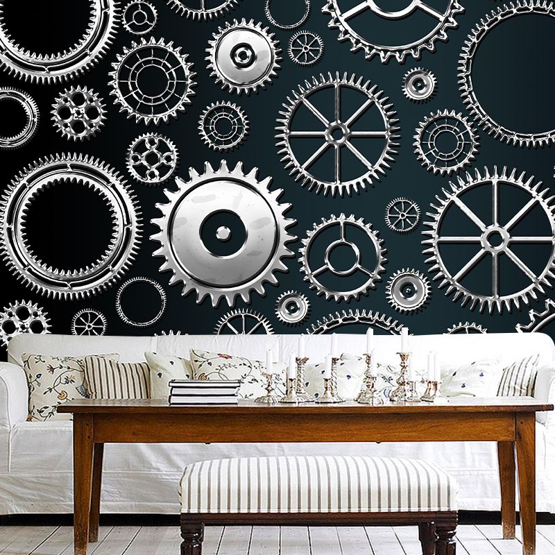 Industrial Metal Gears Mural Eco-friendly Wallpaper for Home