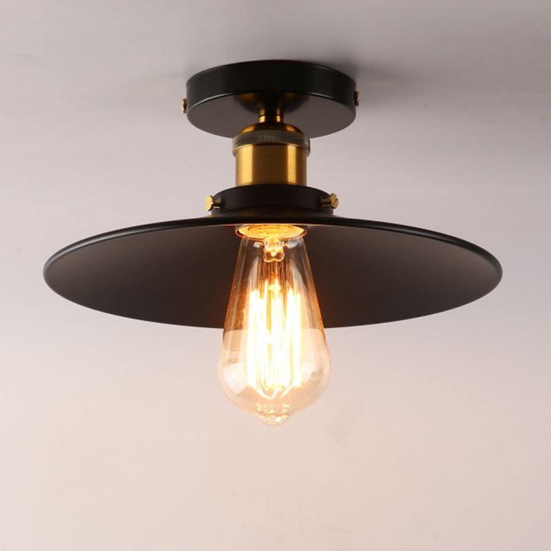 Schwarz mit Schirgel mit Flush Mount Industrial inspirierte 1-leichte Halbblöde-Deckenleuchten