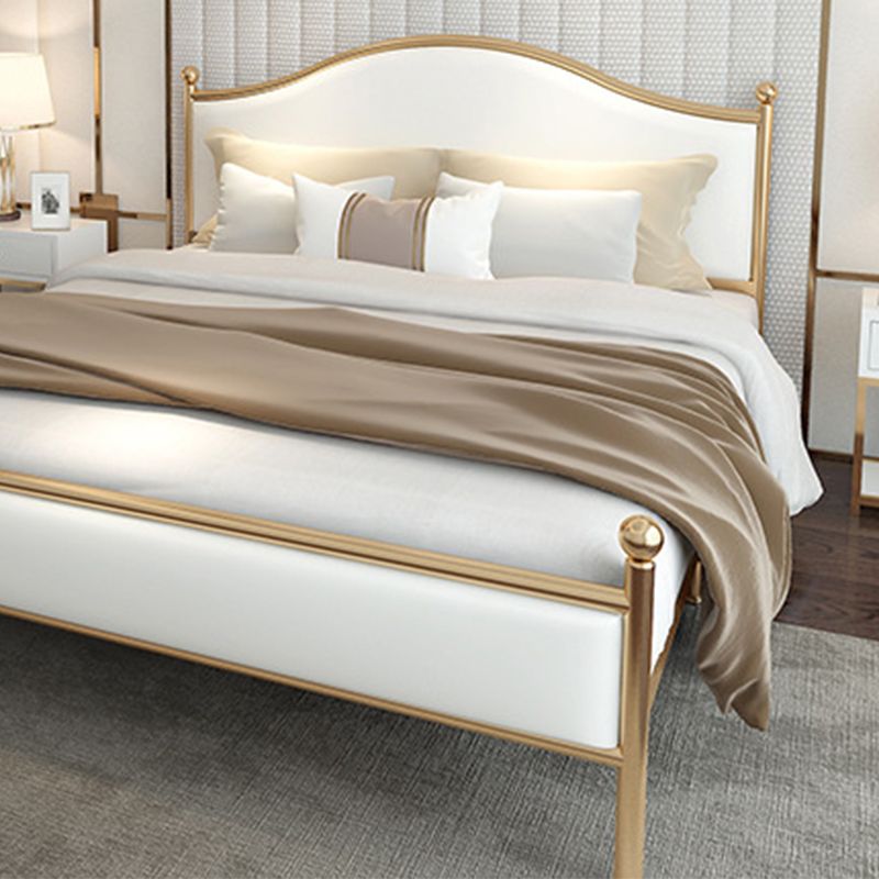 Contemporary Bed Frame Metal Standard Bed with Upholstered Headboard