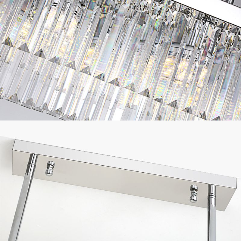 Rechthoekig eiland licht eenvoudig helder kristalblok 10 lichten eetkamer plafond hanger, 31,5 "/39" breed