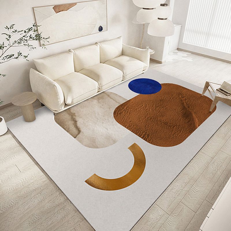 Modern Brown Rug Polyester Color Piece Area Rug Washable Rug for Living Room