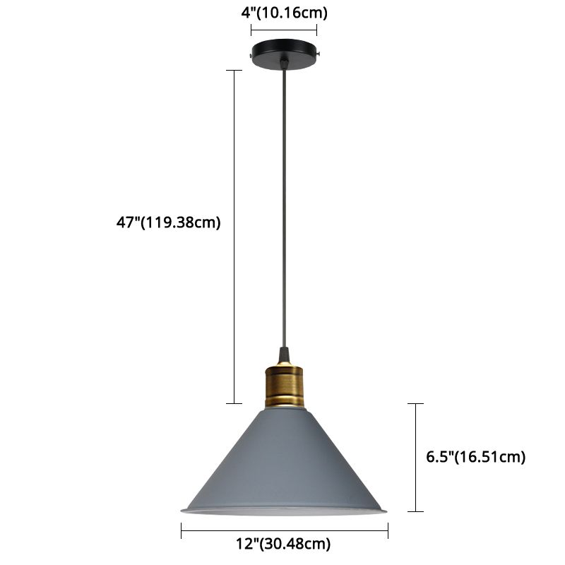 Metal Tapered Hanging Light Nordic Modern Style 1 Light Restaurant Ceiling Pendant Lamp