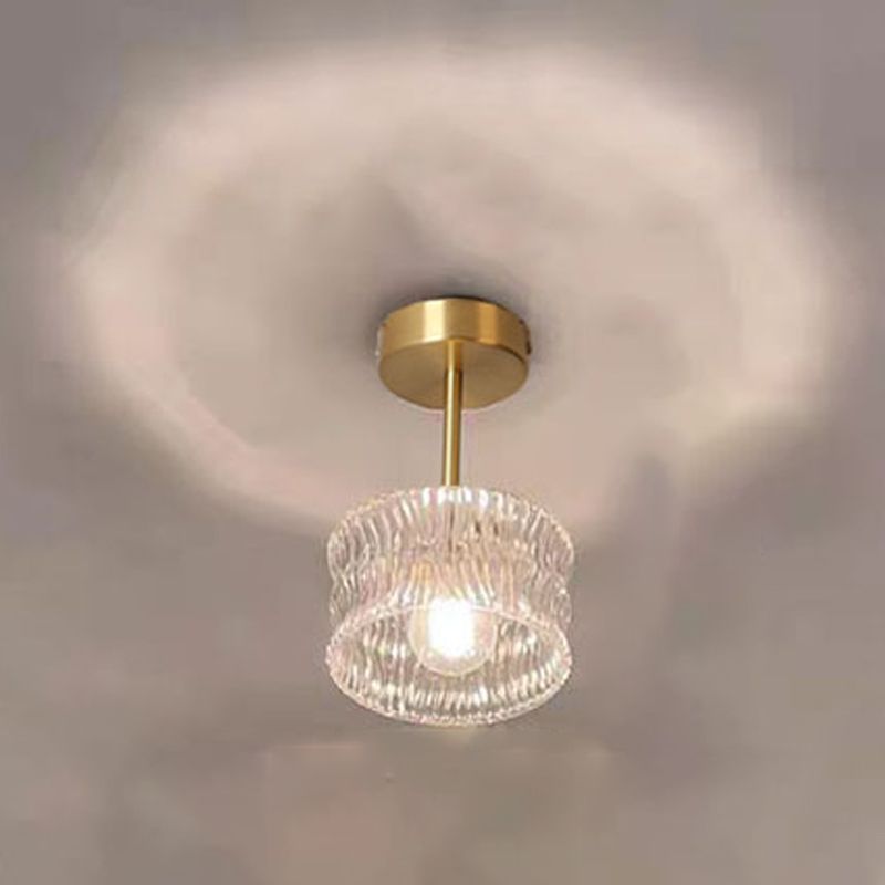 Plafonnier d'intérieur en cuivre de style colonial semi-encastré géométrique