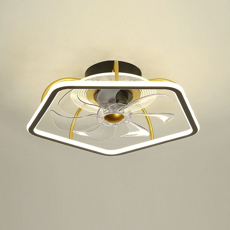 7-Blade Modernism Ceiling Fan Black/Golden Fan with Light for Bedroom