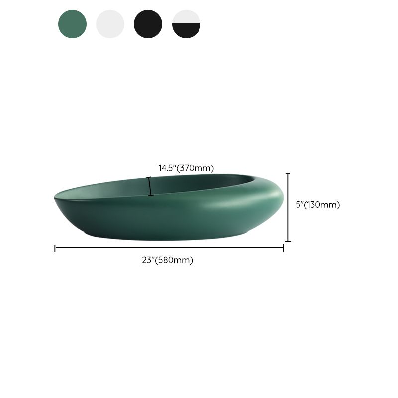Modern Vessel Bathroom Sink Porcelain Oval Shut-Off Valve Included Vessel