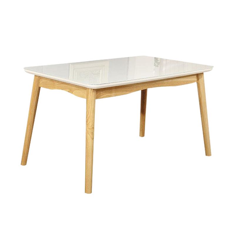 Contemporary White Rectangle Glass Top Dining Table with Legs