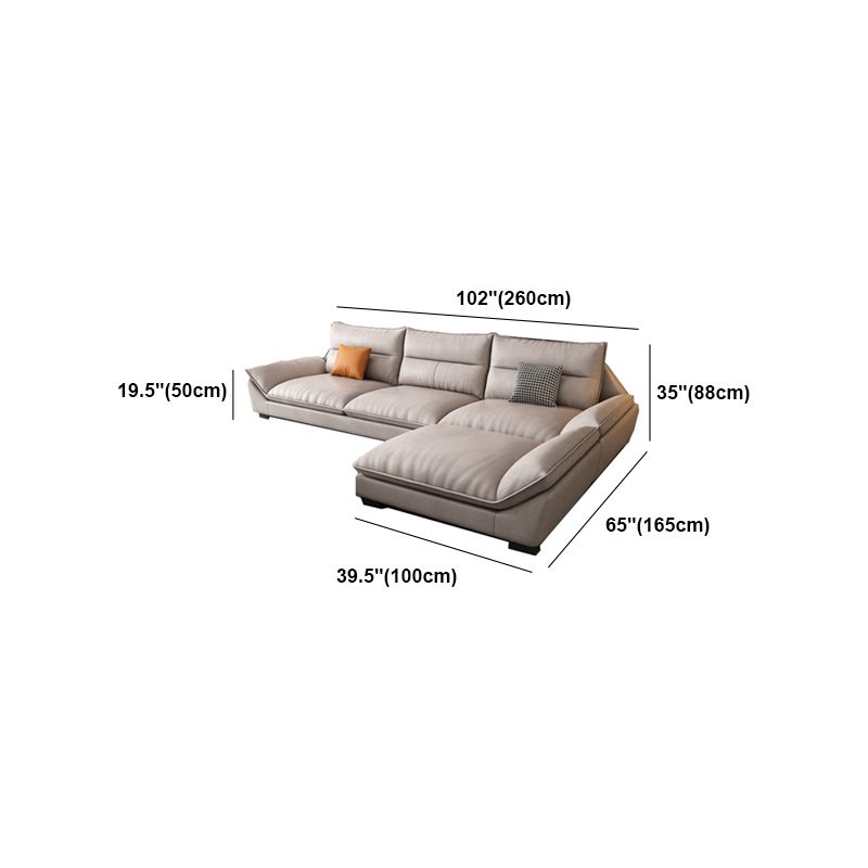 Scandinavian Beige Sectionals/Sofa with Pillow Back for Living Room