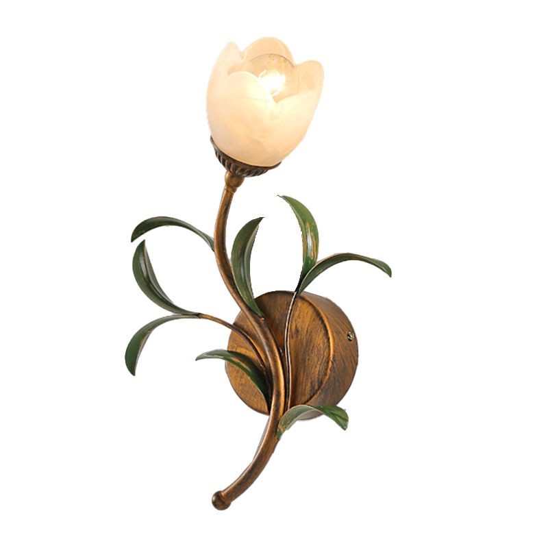 Flower Shape Wall Lamp Modern Wall Mount Lamp with Glass Shade for Bedroom