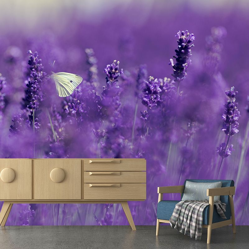 Beautiful Lavender Wall Mural Decal Colorful Mural Wallpaper for Girl Bedroom