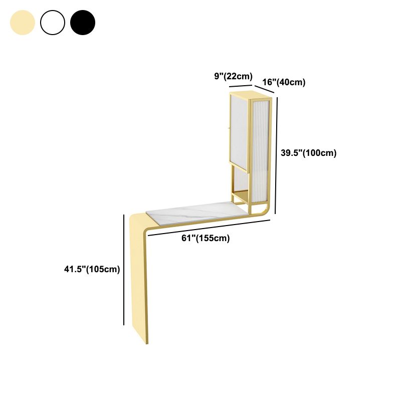 Glam Rectangle Bar Dining Table Stone Top and Metal Frame Bar Table