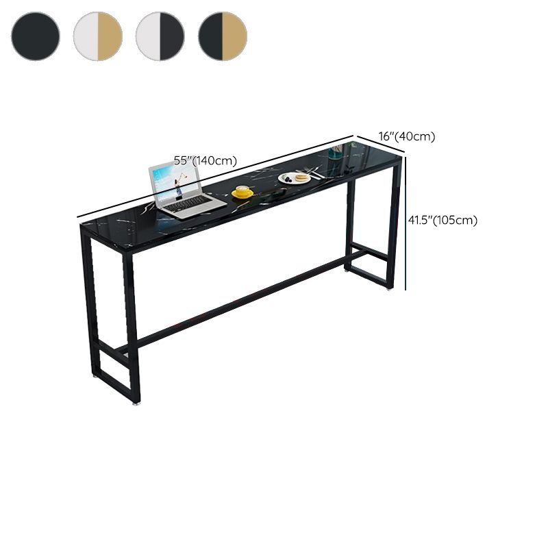 Indoor Glam Bar Dining Table Rectangle Bar Stool Table with Footrest