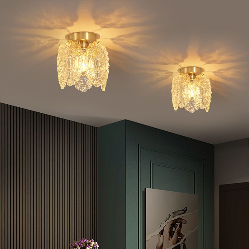 Nordic Style Ceiling Light Geometry Shape Ceiling Lamp with Glass Shade for Living Room