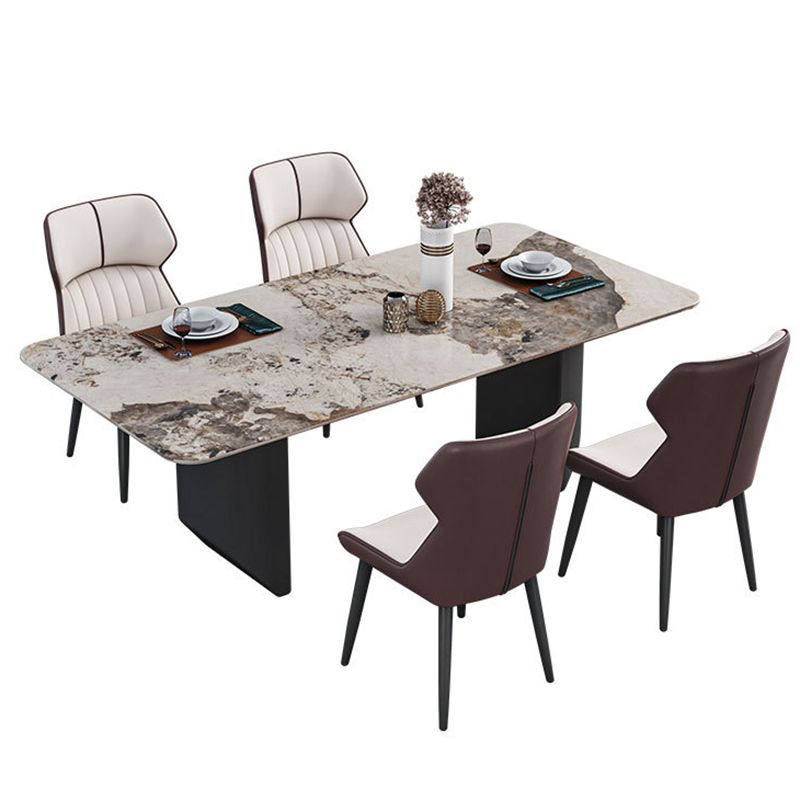 Sintered Stone Top Esstisch Rechtecktisch mit Metalldoppelpodest