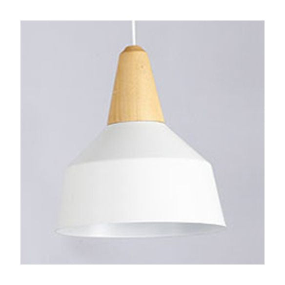 One Head Suspension Light Nordic Stylish Aluminum & Wood Pendant Light for Study Room