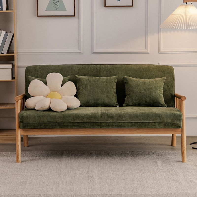 3-Seater Solid Wood Sofa Scandinavian Single Cushion Seat with Pillows