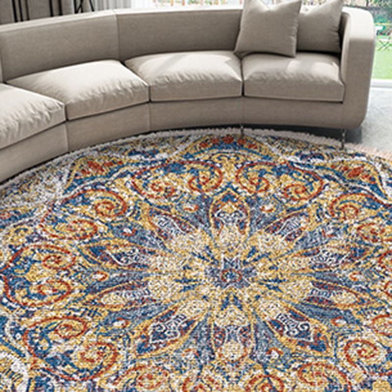 Mehrfarbiger Wohnzimmer rund Teppich Nostalgie-Teppichpolyester Teppich mit Rutschtraining