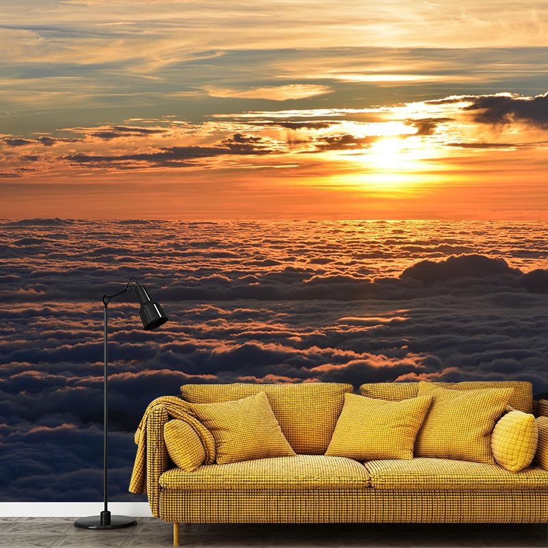 Sky Landscapes Mural Contemporary Wall Covering Soft Color Wallpaper for Dining Room