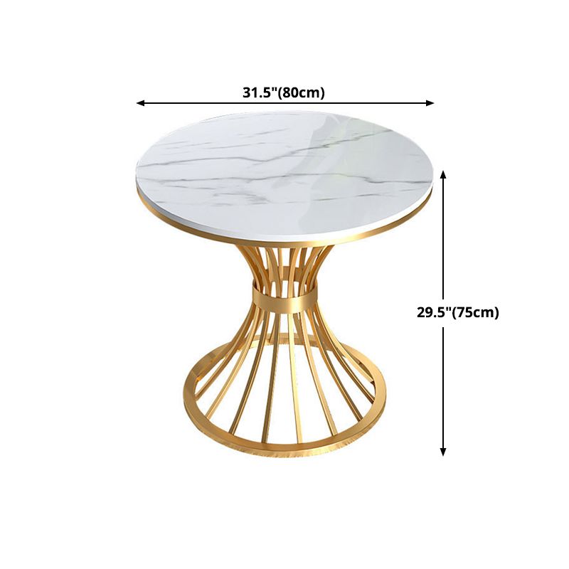 Traditional Luxury Dining Table Sintered Stone Top Dining Table with Gold Frame