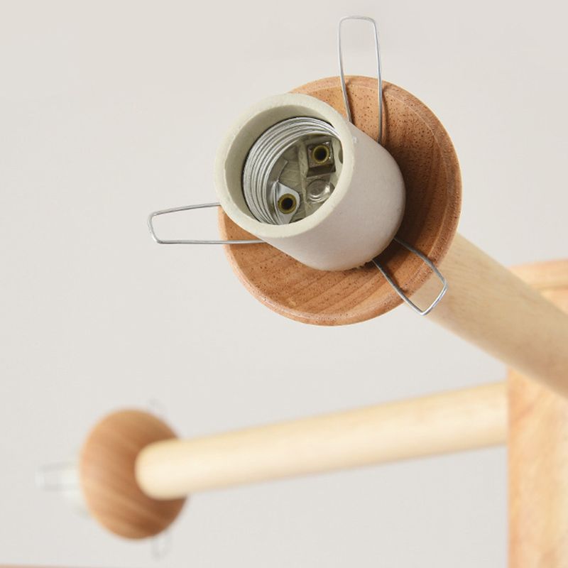 Wood Globe Chandelier Pendant Light Simple Style Hanging Light Fixture