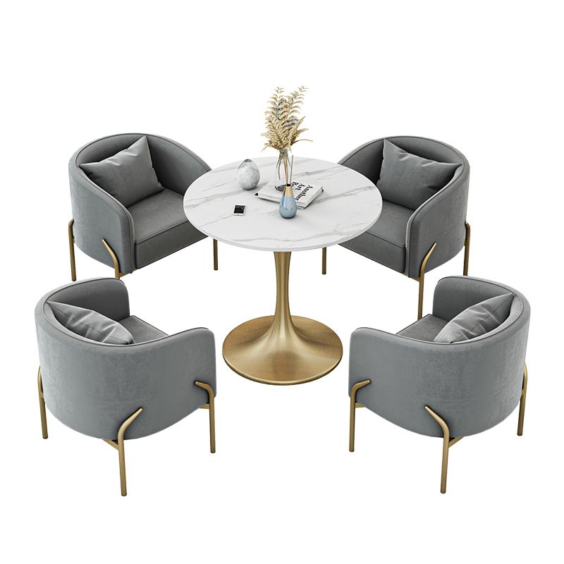Glam Style Dinette Set 1/2/4/5 Pcs Round Stone Dinette Table with Dining Chair