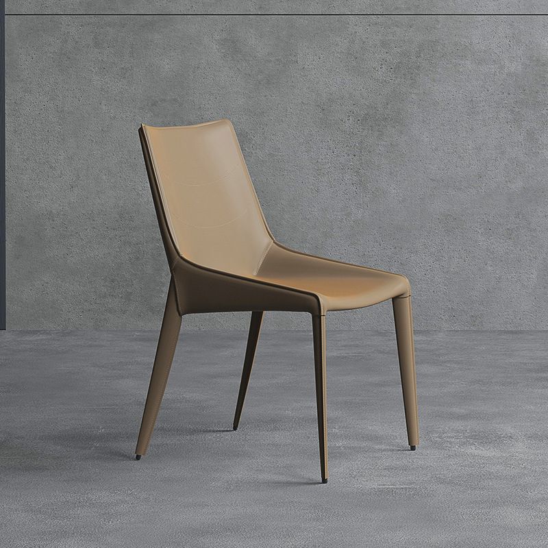 Modern Style Chair Leather Indoor Dining Side Chair with Metal Base