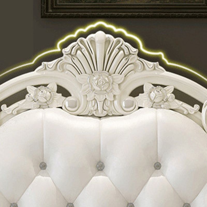 Victorian Upholstered Headboard Standard Bed Solid Wood Bed with Footboard