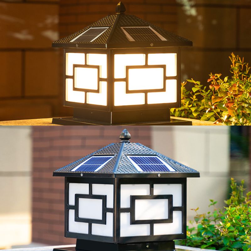 Modern Minimalist LED Solar Lighting Fixture with Acrylic Shade for Garden