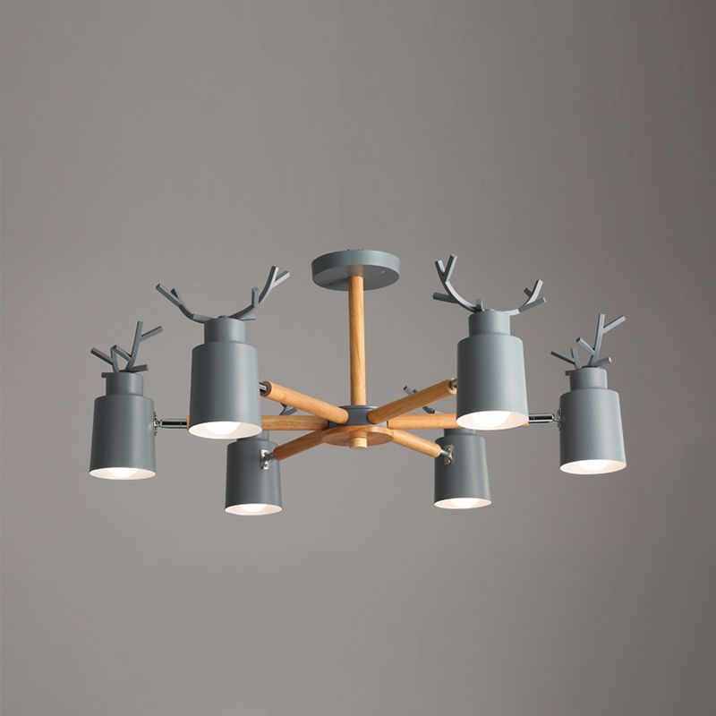 Fissature di illuminazione a sospensione in metallo Nordic Macron Antler Metal With Wood Room