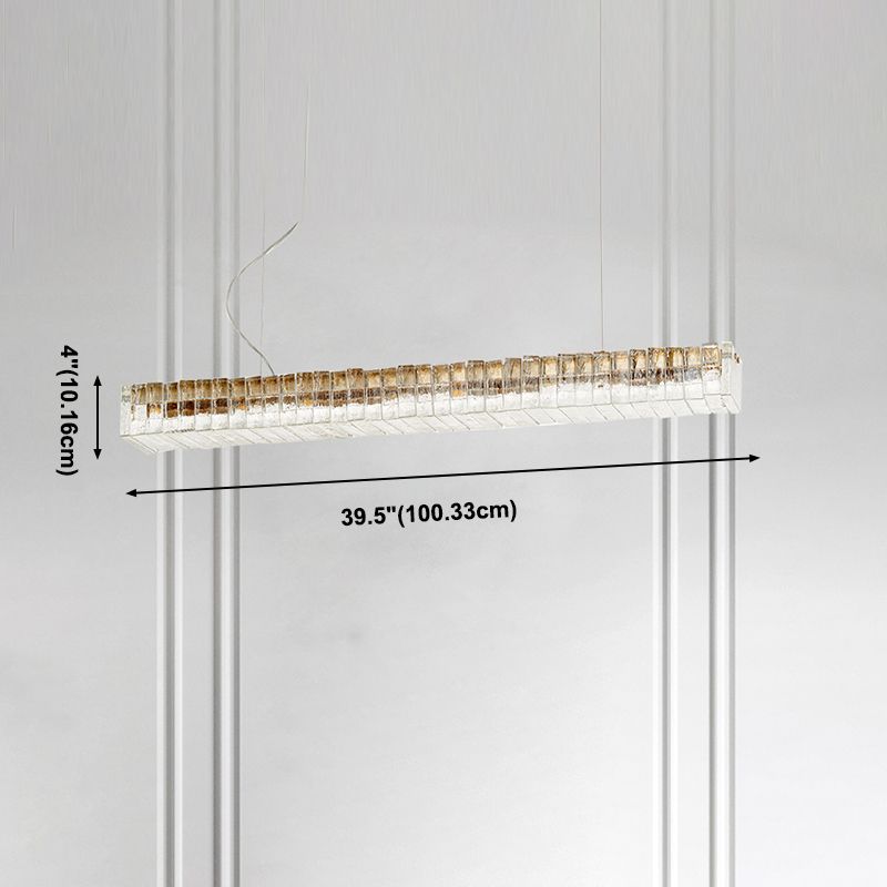 Modern Dining Chandelier Pendant Kitchen Dining Room Long Strip Crystal Hanging Lamp
