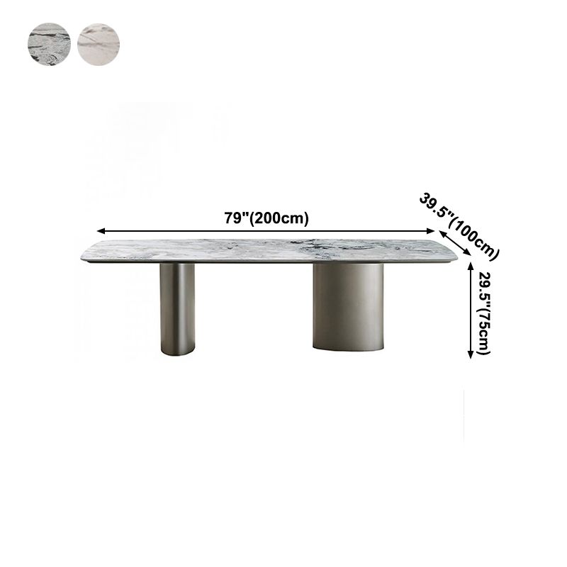Metal Traditional Luxury Rectangle Table Sintered Stone Top Table for Kitchen