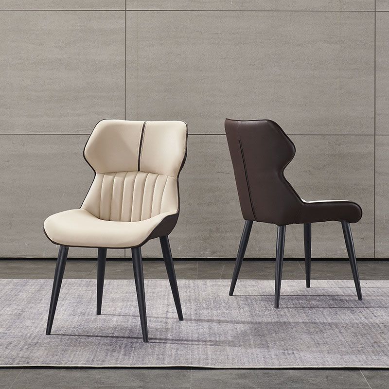 Contemporary Dining Chair Kitchen Arm Side Chair with Metal Legs