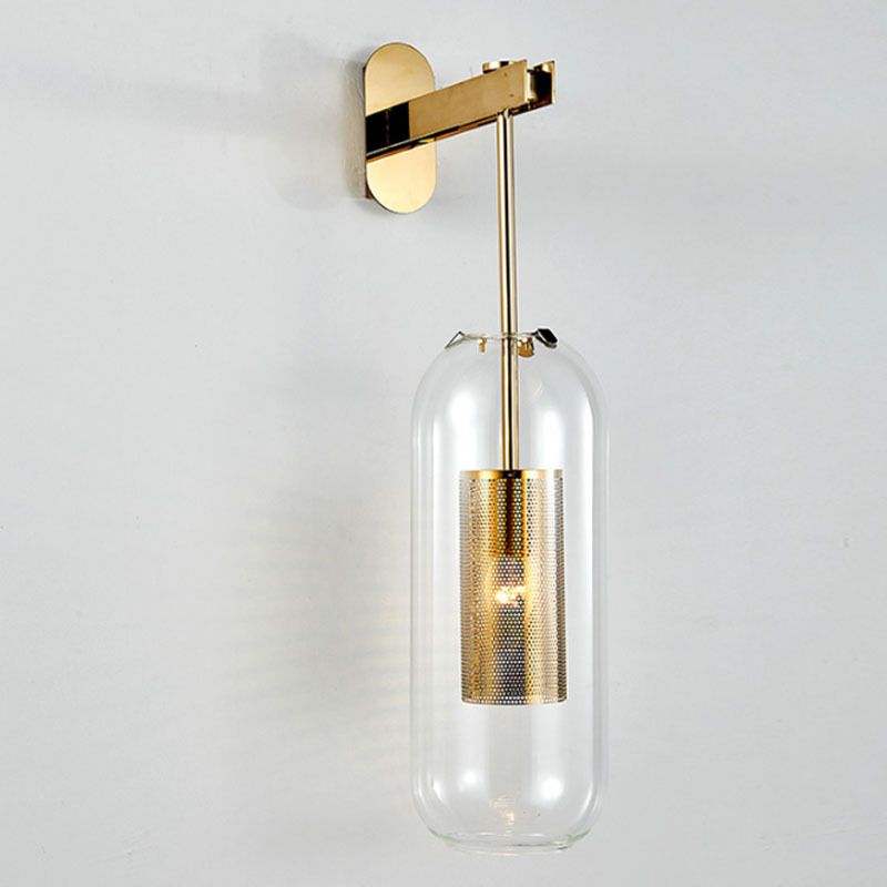 Modern Style Tubular Wall Lamp Light Glass 1 Light Wall Mounted Lighting